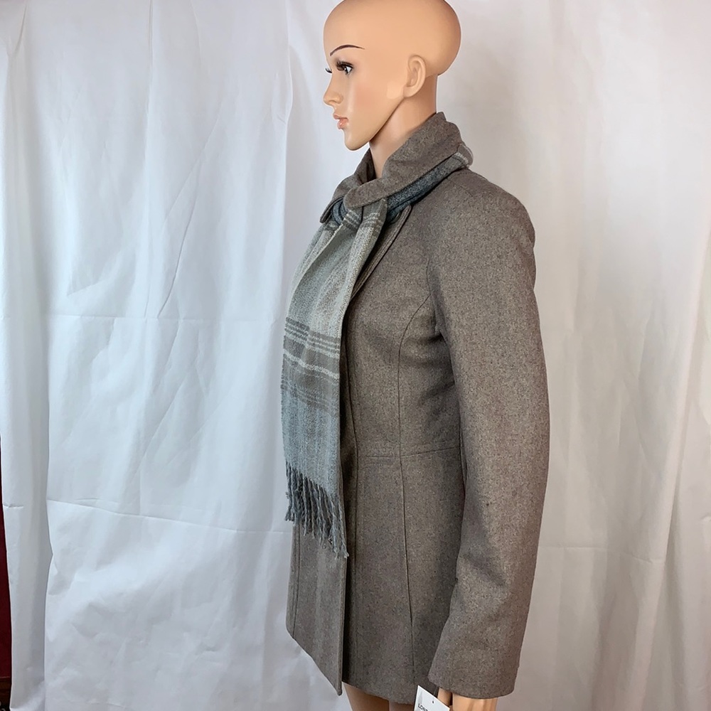 London Fog Women’s Double Breasted Peacoat with Scarf - Picture 2 of 7